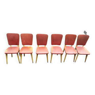 6 vintage leatherette chairs, 1960