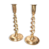 Golden brass candle holders