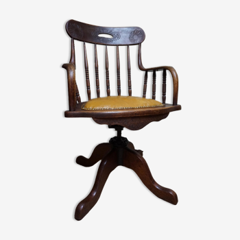 19th Century American Oak Revolving Library Armchair