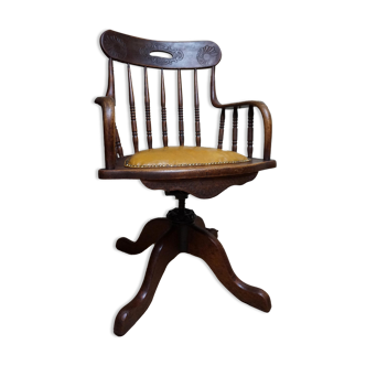 19th Century American Oak Revolving Library Armchair