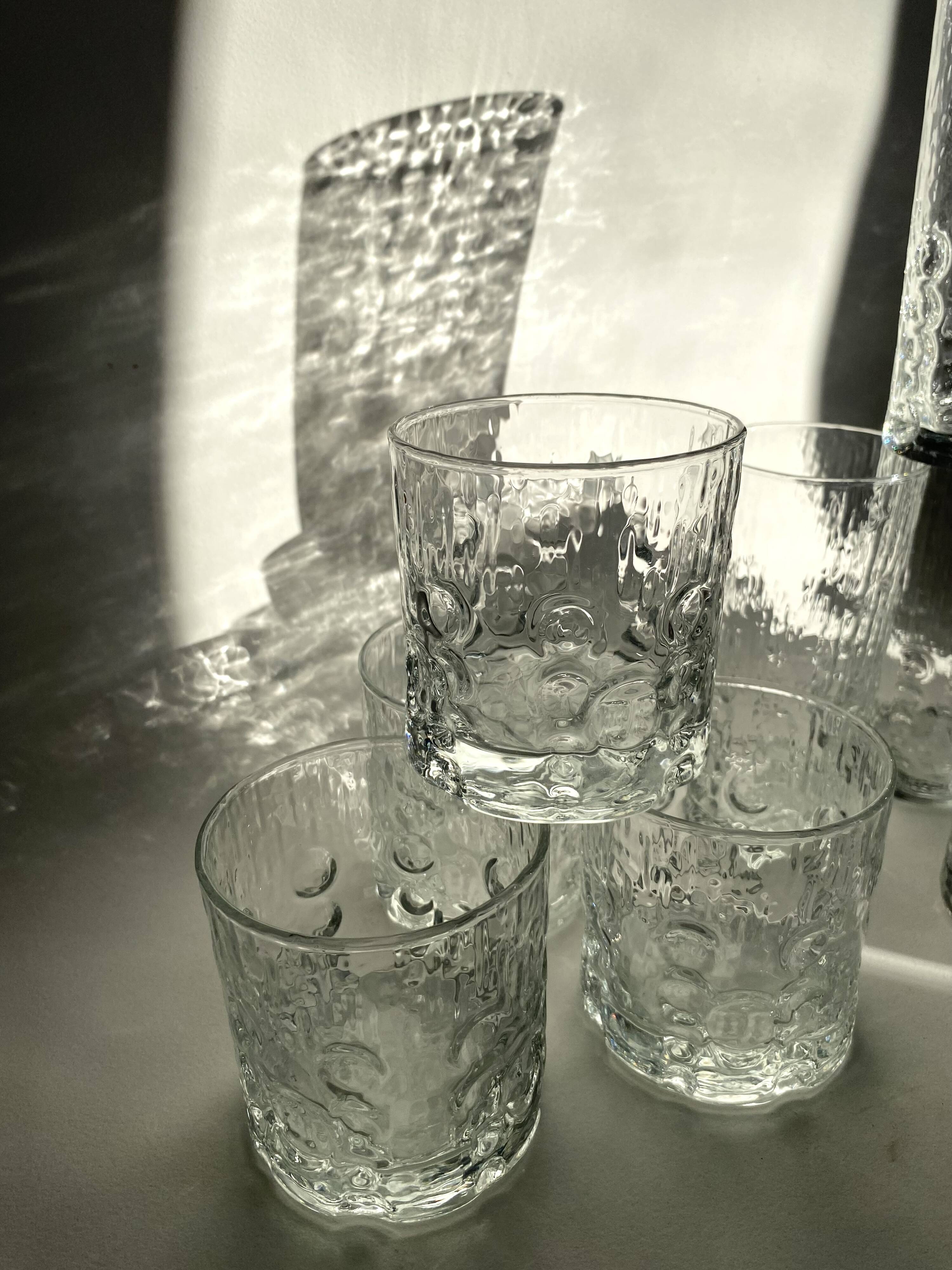 Set verres reliefs BP années 70