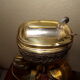 Ashtray on foot vintage, gold metal, tablet in formica 60/70