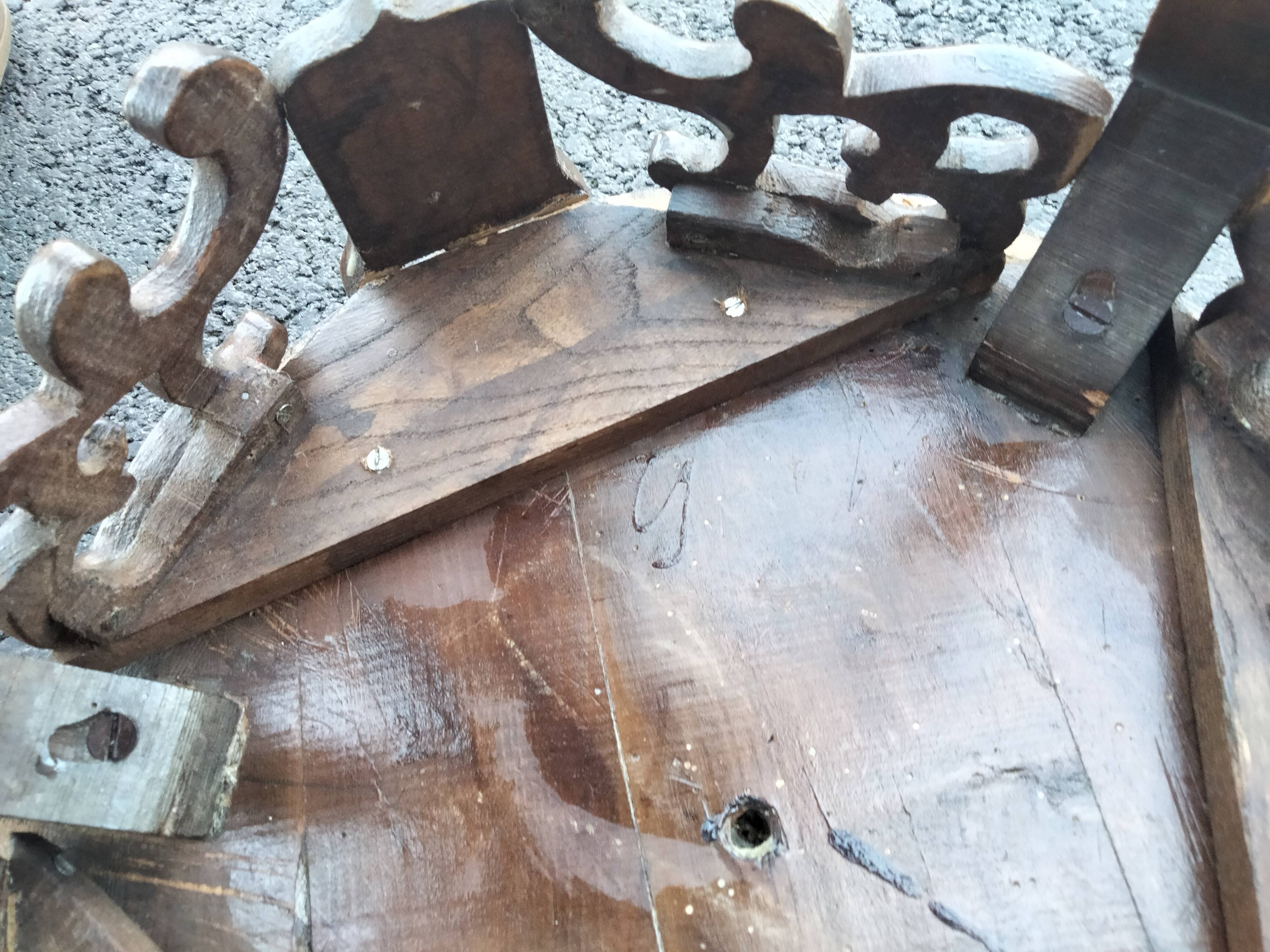 Pedestal table in old natural wood late nineteenth century