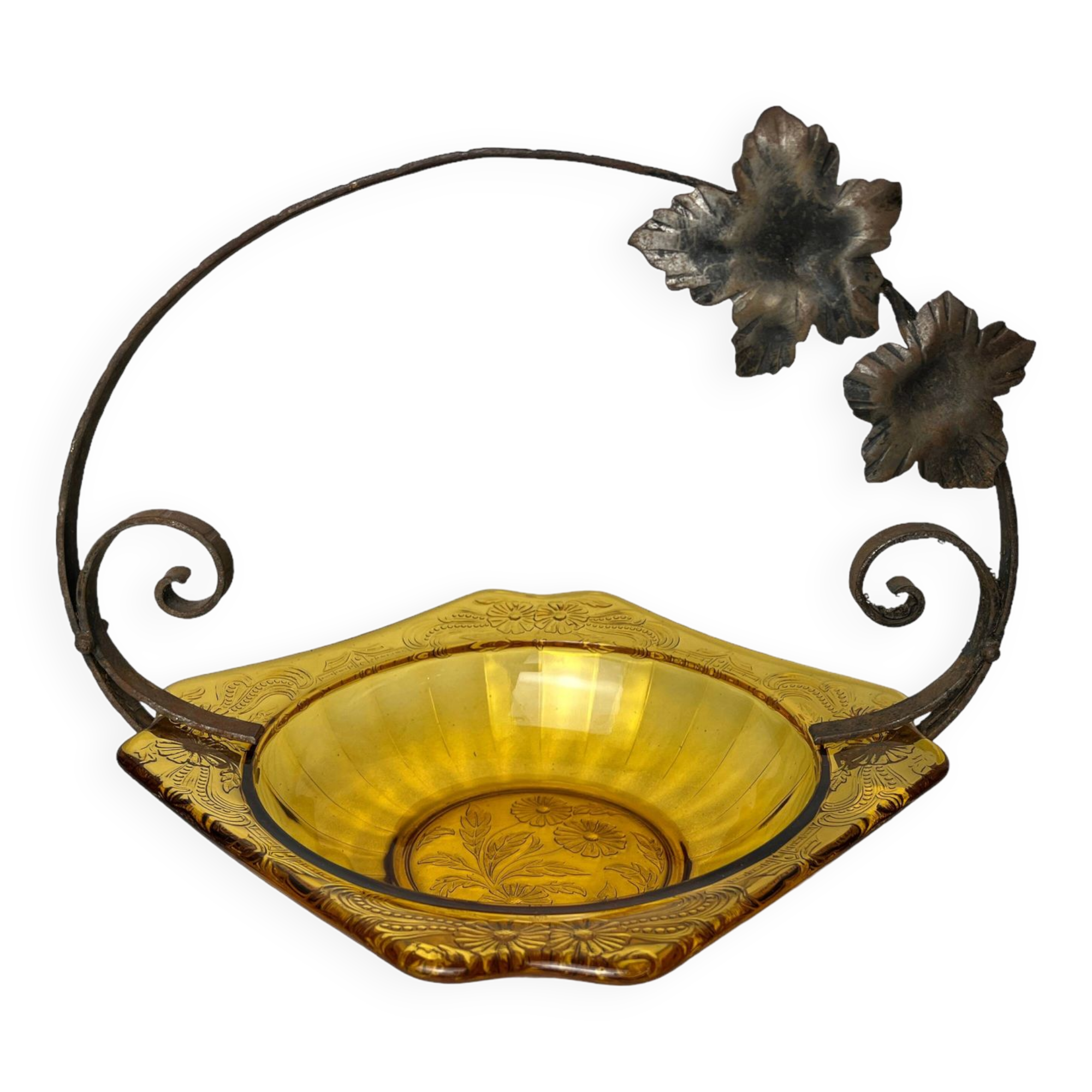 Art Deco, Val Saint Lambert amber glass bowl circa 1930