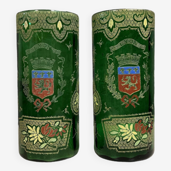 Legras (after): pair of scroll-shaped vases Art Nouveau period circa 1900