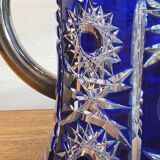 Superb orangeade jug in cobalt blue cut bohemian crystal