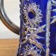 Superbe broc à orangeade en cristal de bohème/taillé bleu cobalt