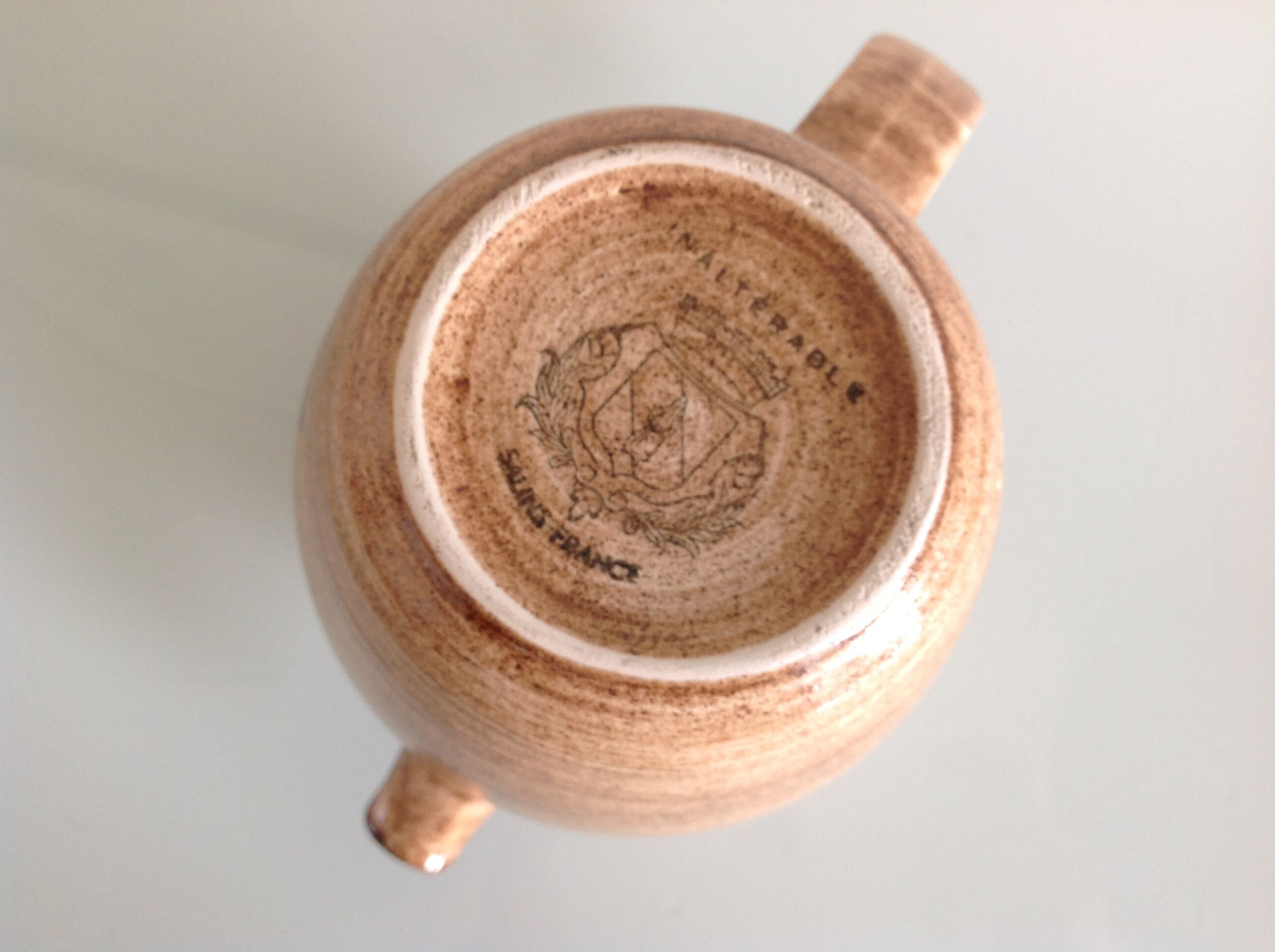 Beige pitcher in glazed ceramic from Salins vintage 60s-70s