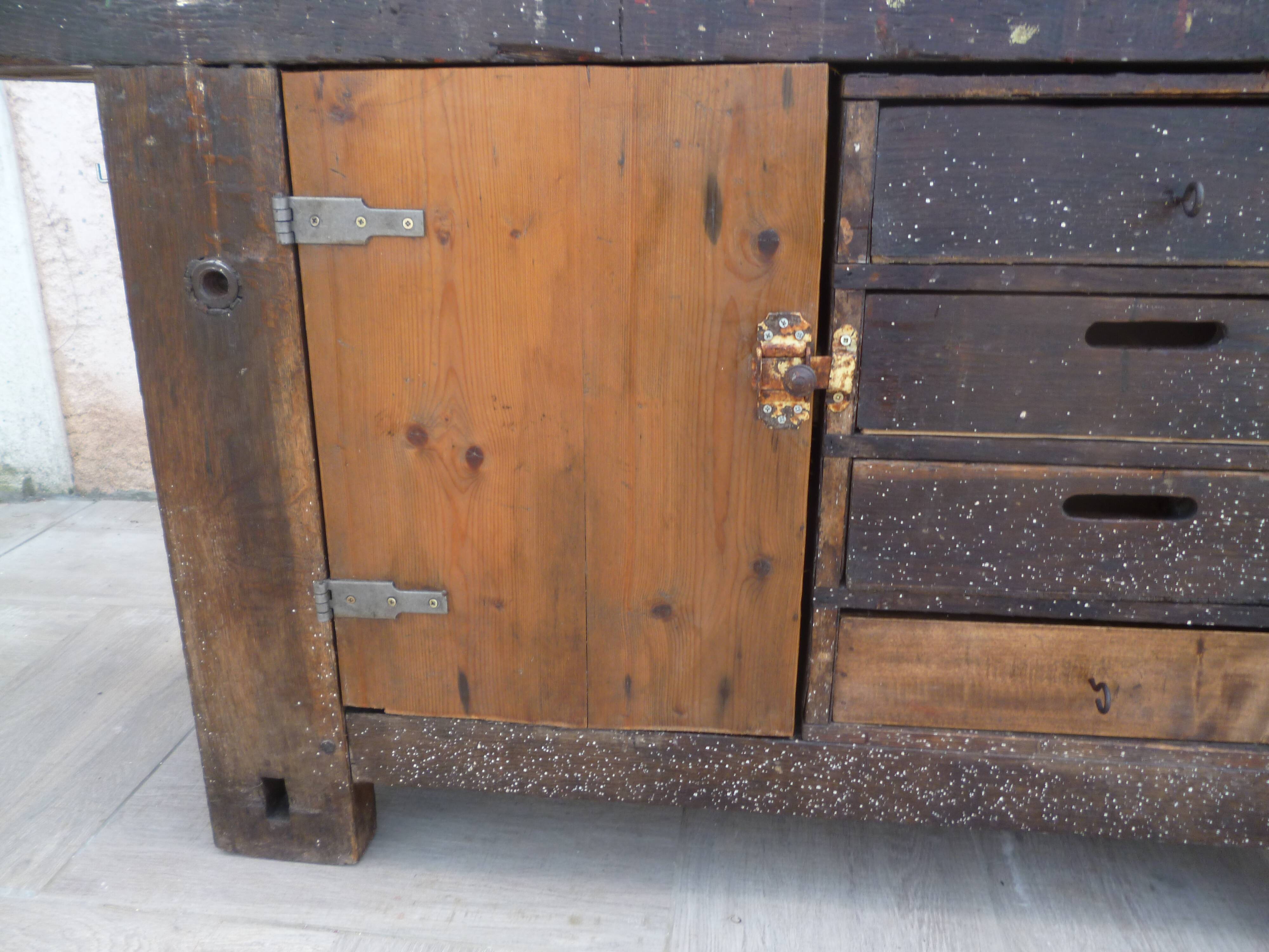 Old oak workbench