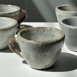 Set of 5 Indonesian ceramic handle coffee cups
