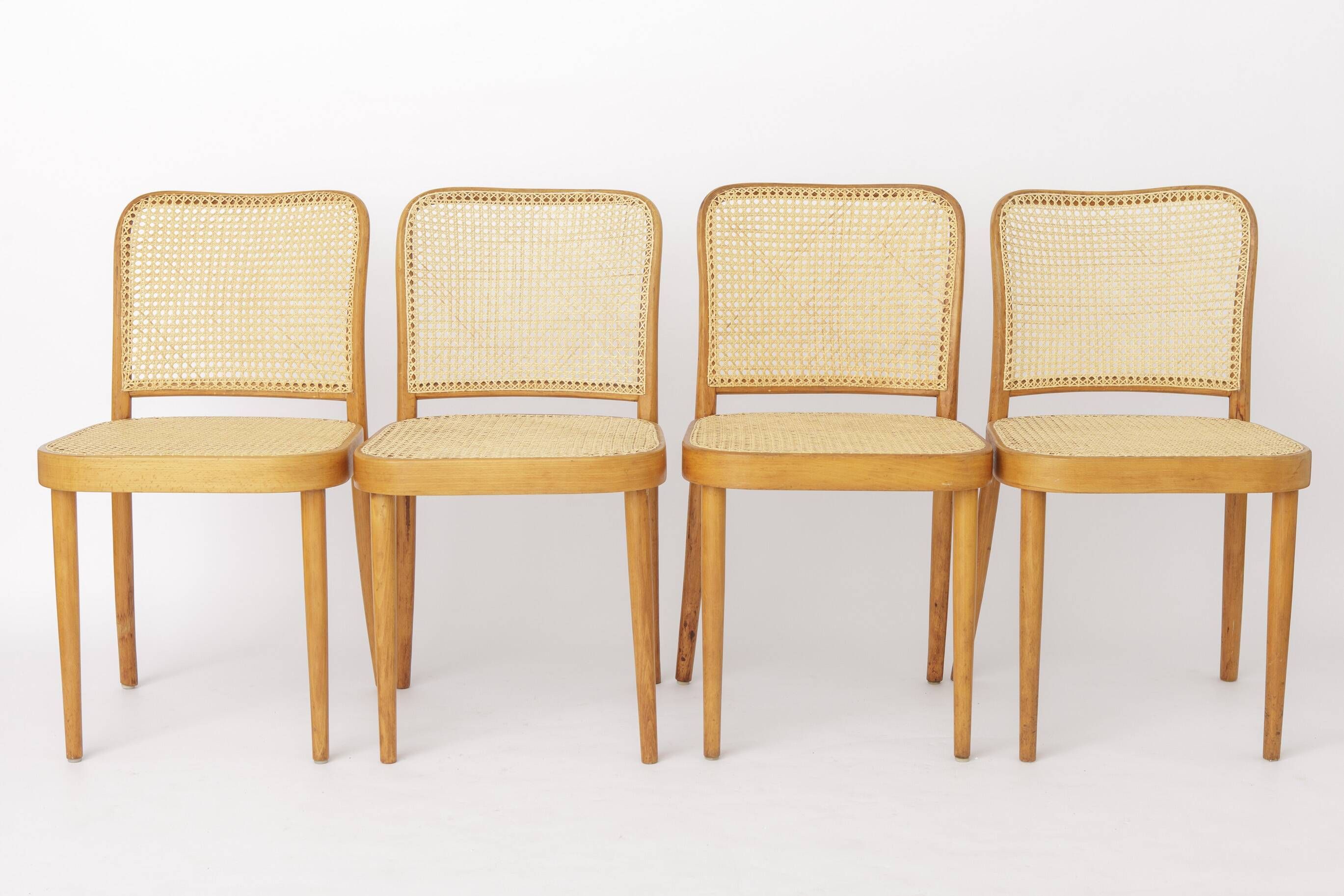 Set of 6 Vintage Ligna Bentwood Dining Chairs – Cane Seats & Backrest 1960s