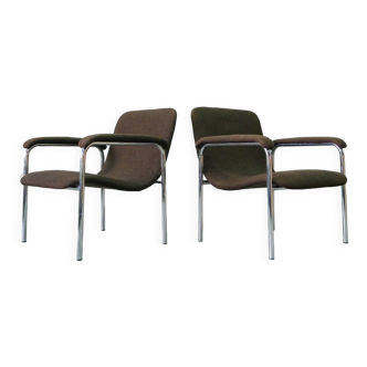 Mid-Century Easy Chairs in Tubular Steel from Thonet, 1970s, Set of 2.