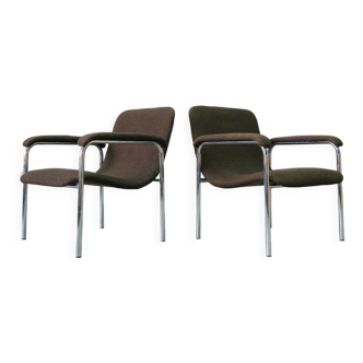 2 fauteuils en acier tubulaire de Thonet, années 1970