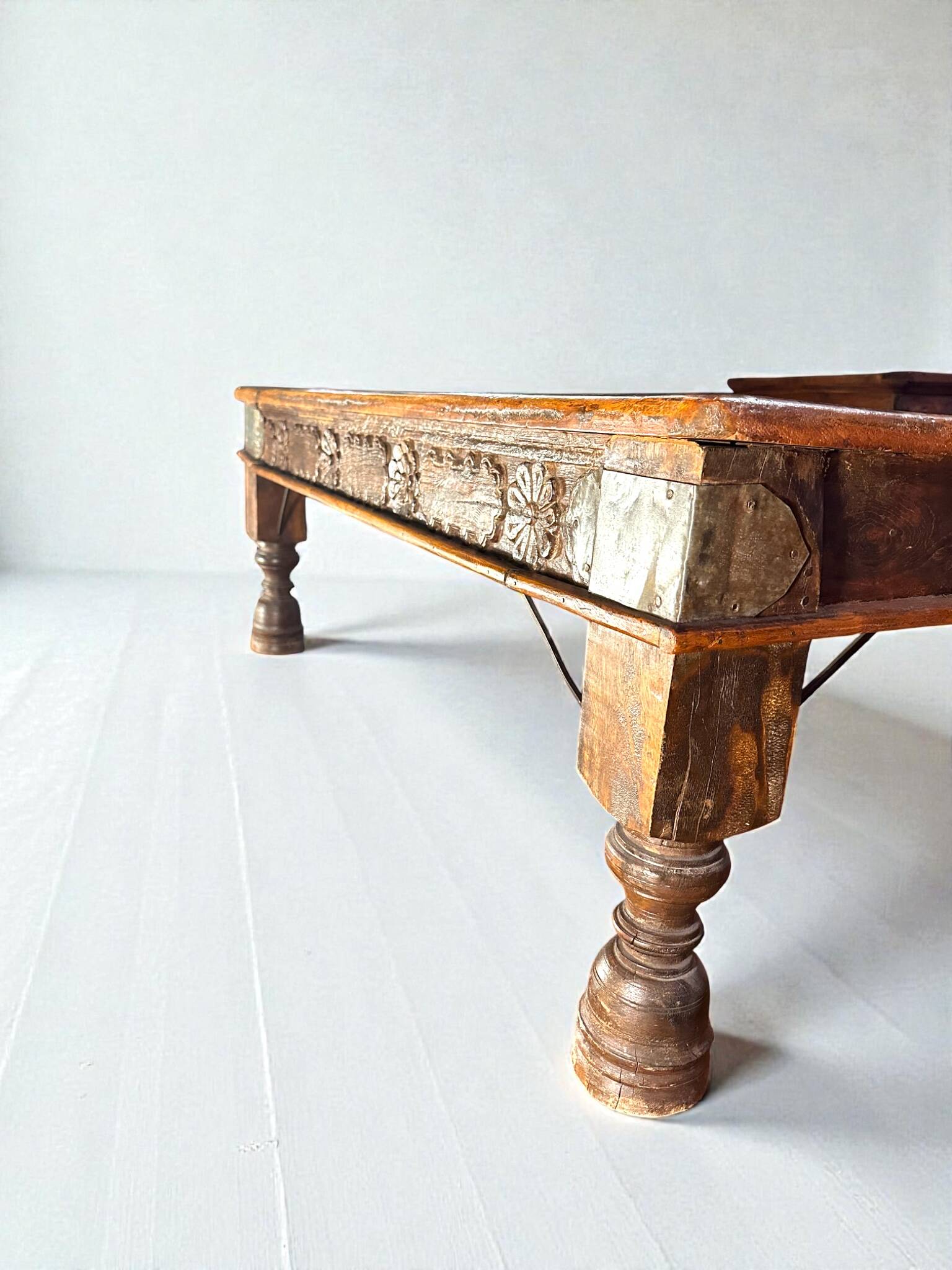 Large 19th-Century Indian Teak Low Table, Rajasthan