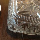 Square ceiling lamp in structured glass vintage 60s-70s