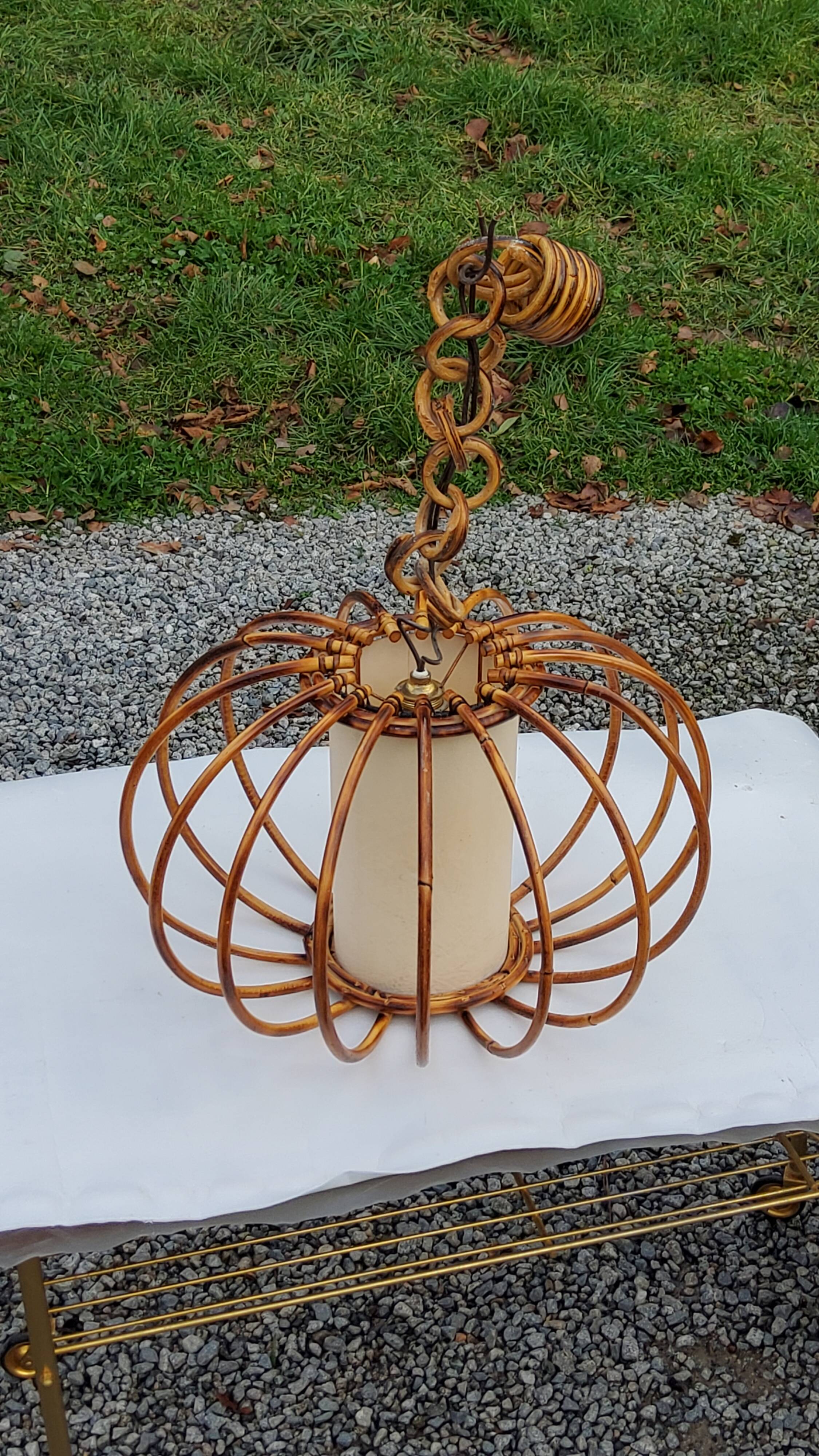 70s rattan pendant light