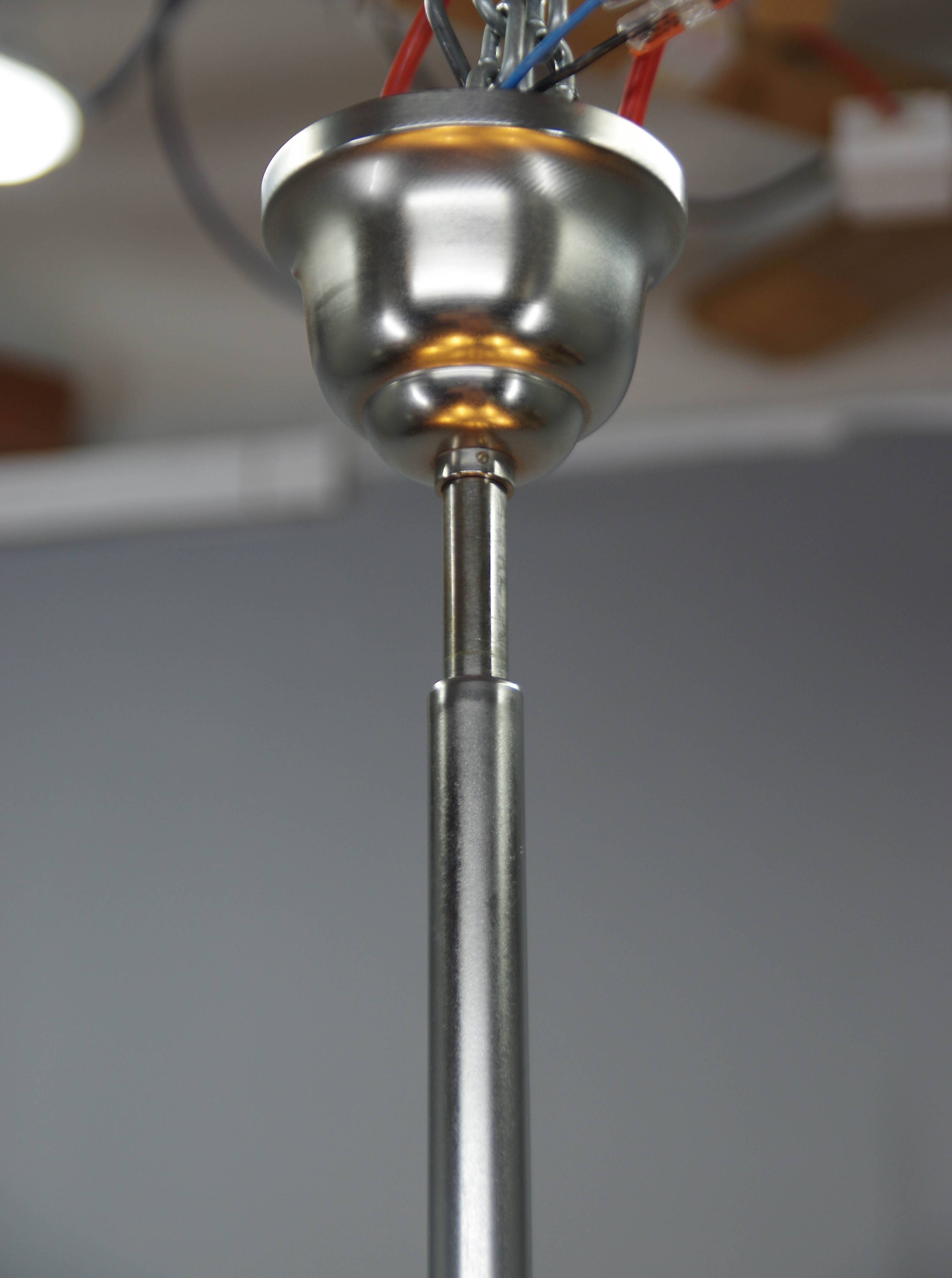 Exceptional Art Deco Functionalist Nickel-Plated Chandelier, 1930s