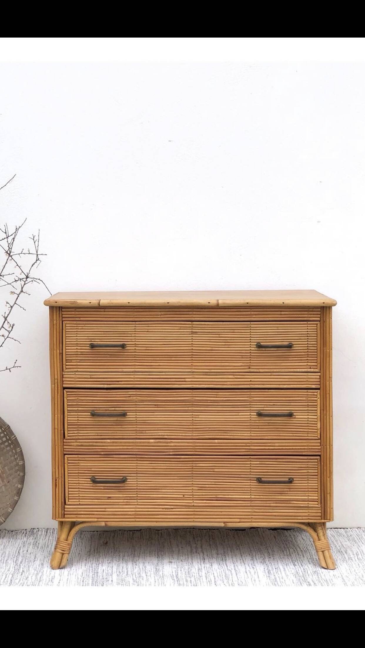 Vintage rattan chest of drawers