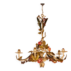 lustre ancien en fer - floral
