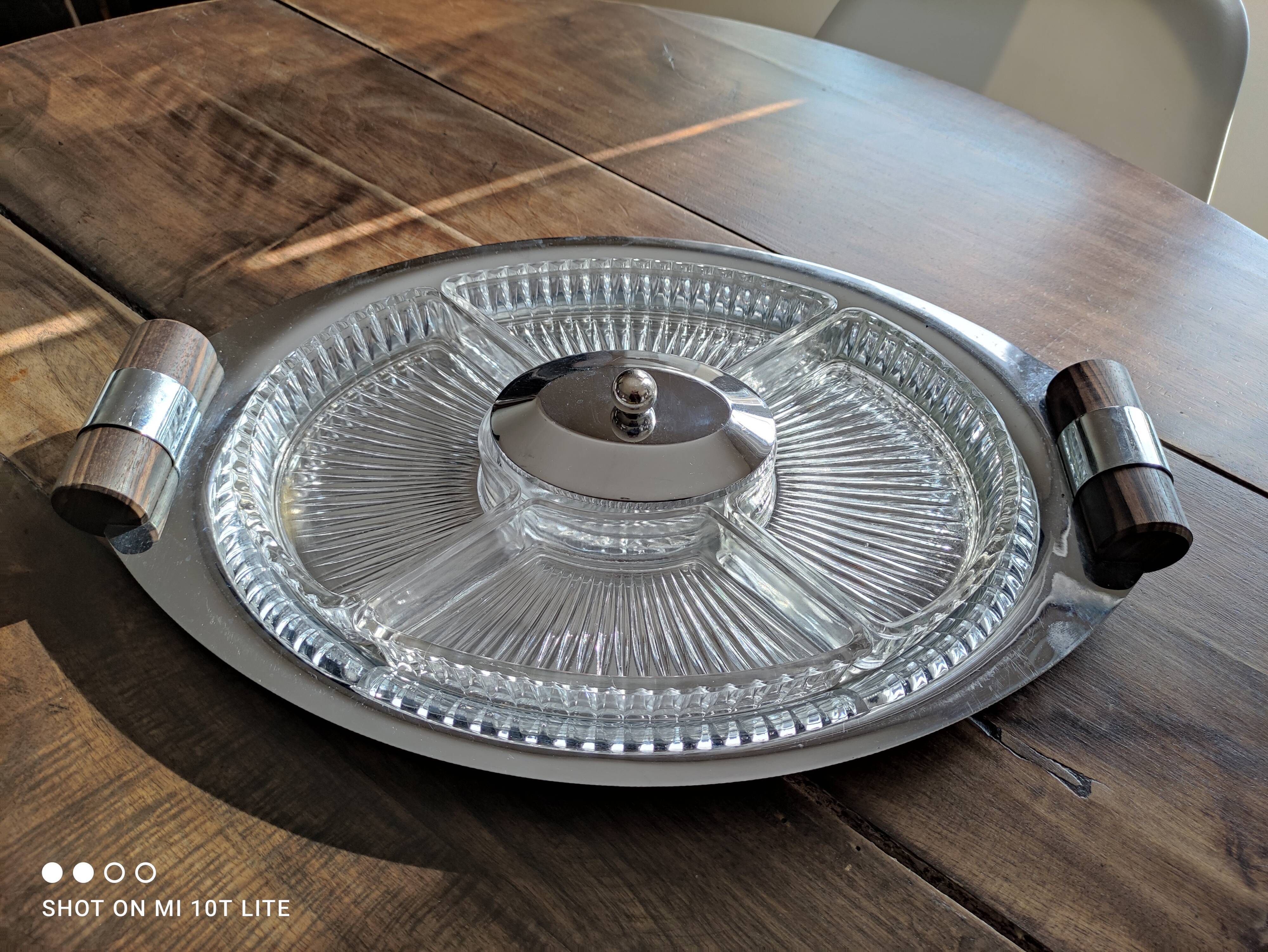 Vintage compartmentalized aperitif tray Art Deco style