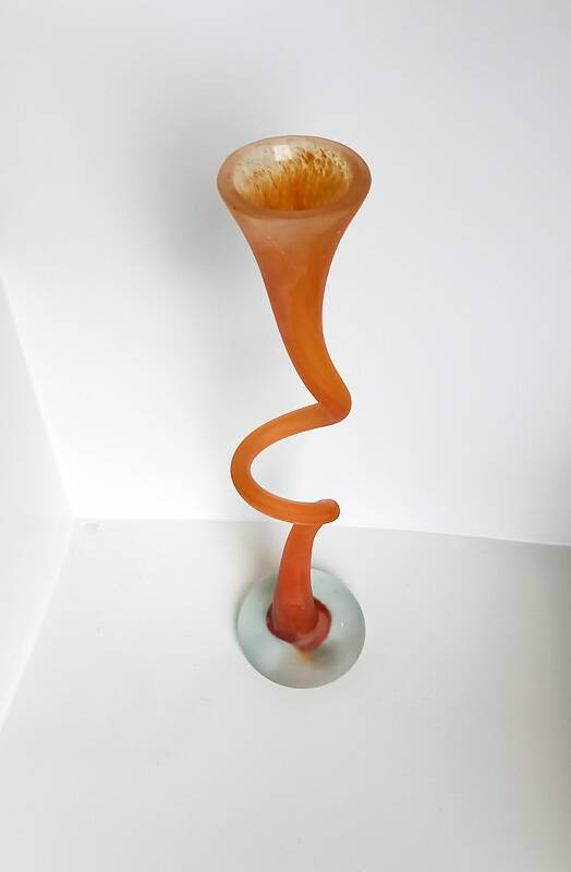 Grand vase soliflore vintage en verre soufflé