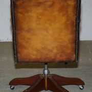 Restored leather captain's Chesterfield chair