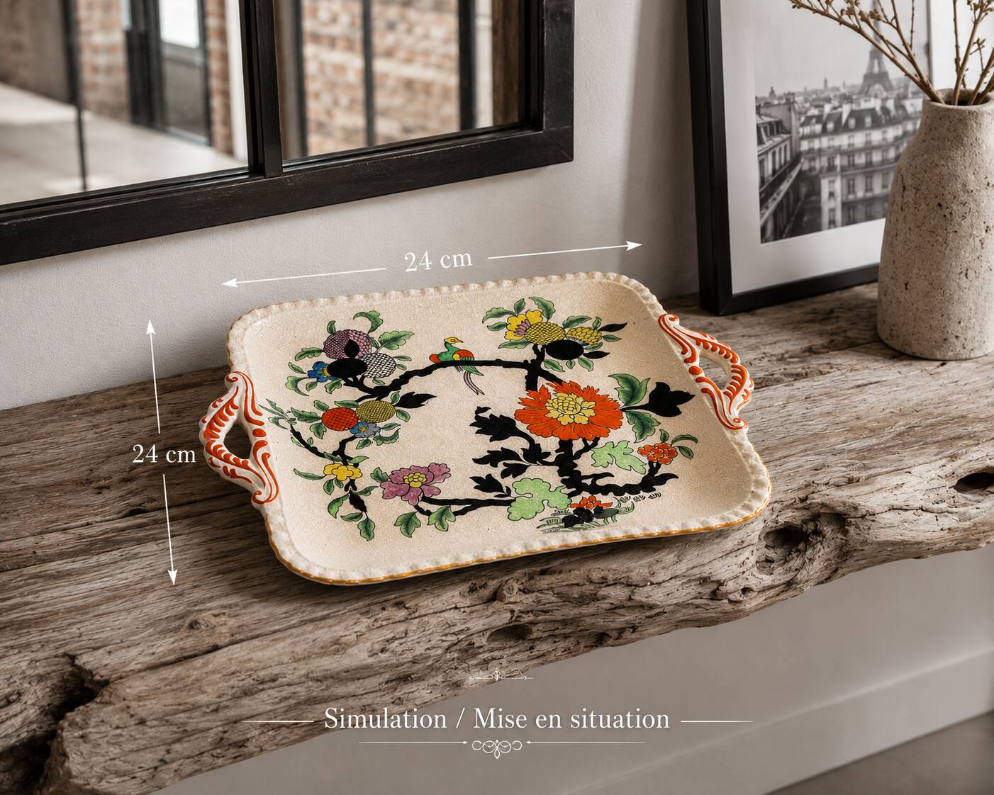 Square dish with handles Mason's Patent Ironstone Imari decoration circa 1900 24 cm