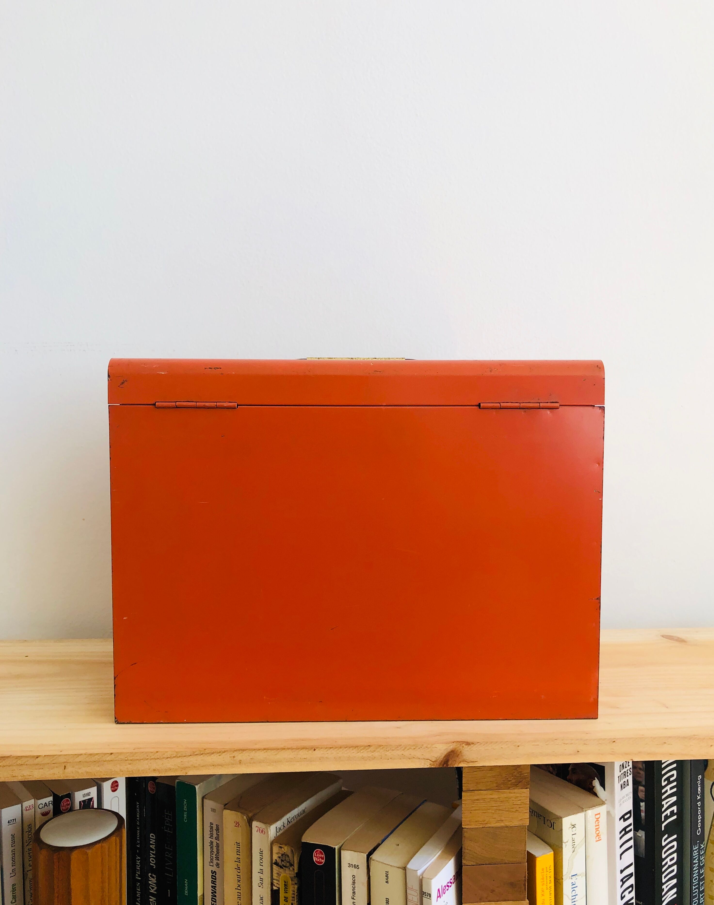 Orange metal storage box