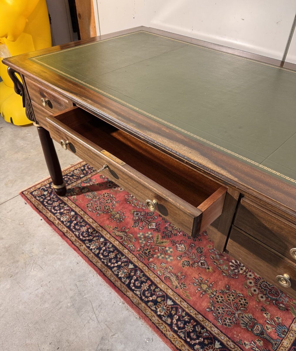 Empire-style minister's desk with swan necks in mahogany.