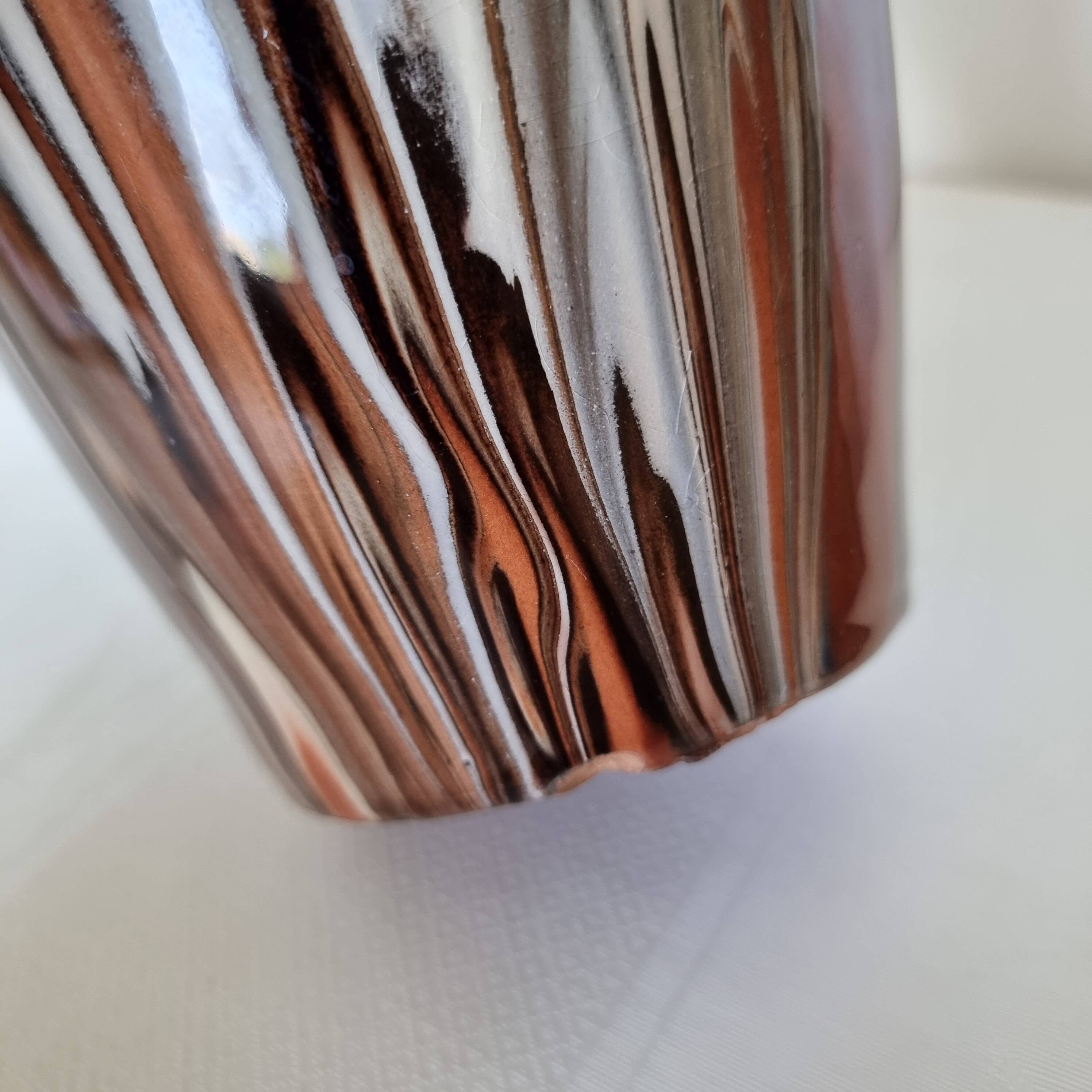 Pair of Art Deco vases in Savoy earthenware, 1940, multi-colored polychromy