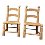 Pair of Dudouyt straw chairs