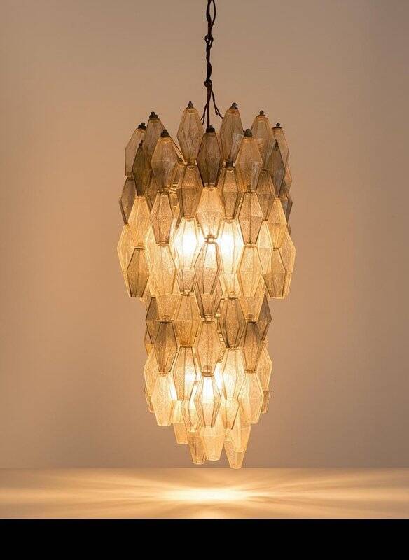 First Edition Murano Glass Poliedri Chandelier attributed to Carlo Scarpa for Venini, 1960s