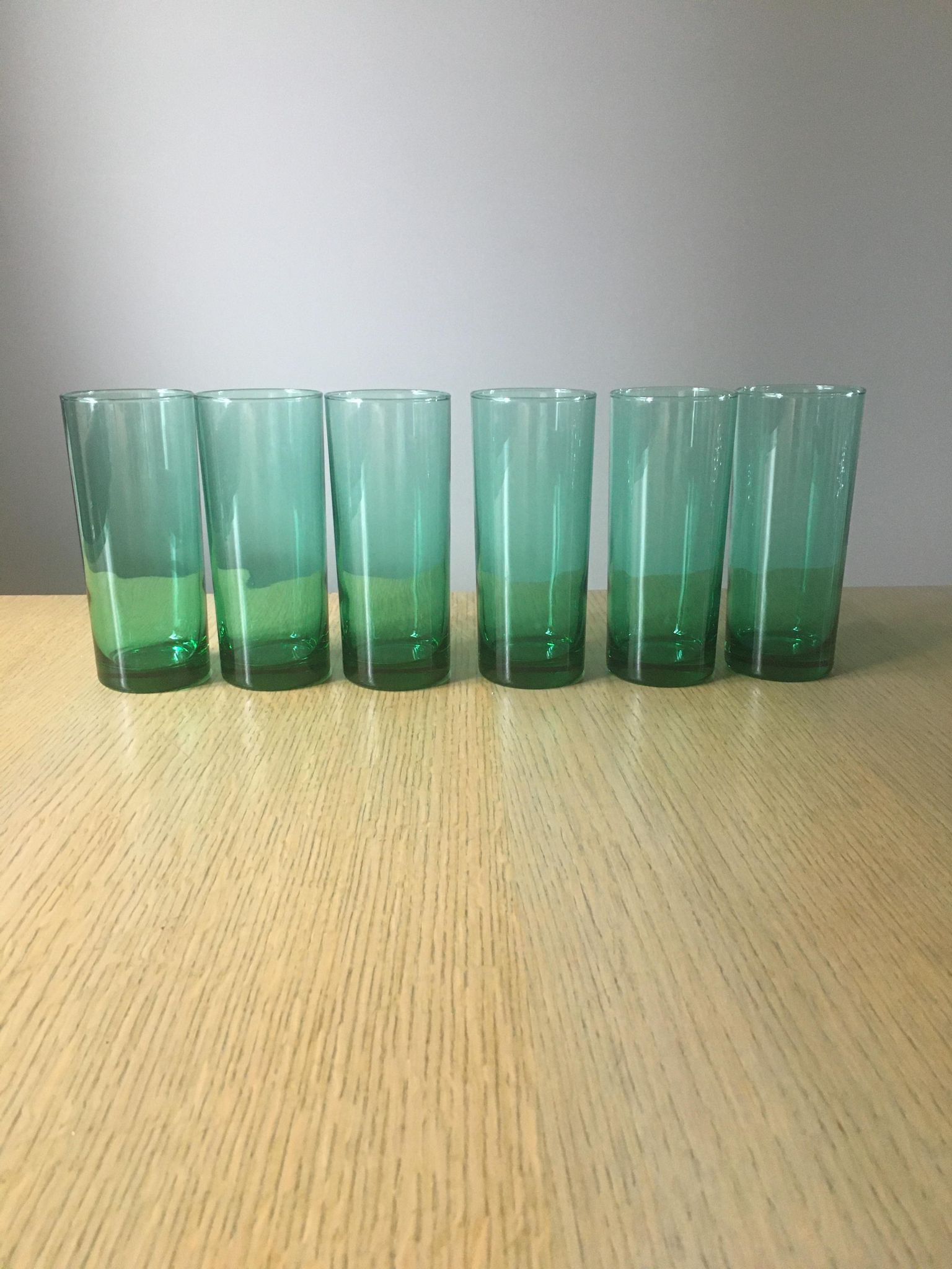 6 high glasses 1970 green color