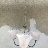 Chandelier 3 arm metal gold old vintage rose