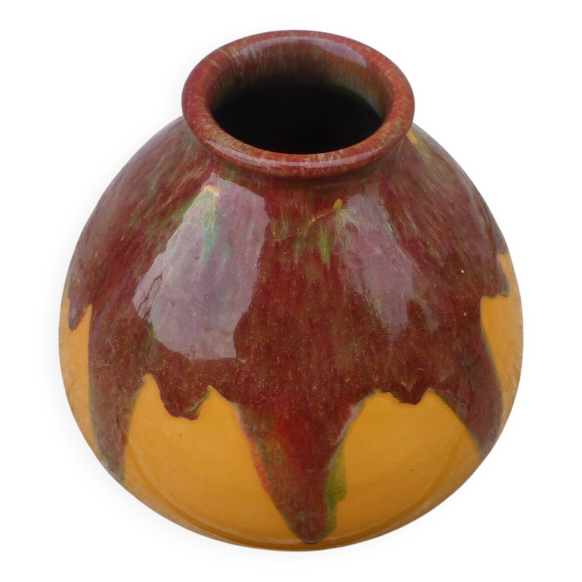 Vase vintage céramique Grés Flammé moderniste Vallauris