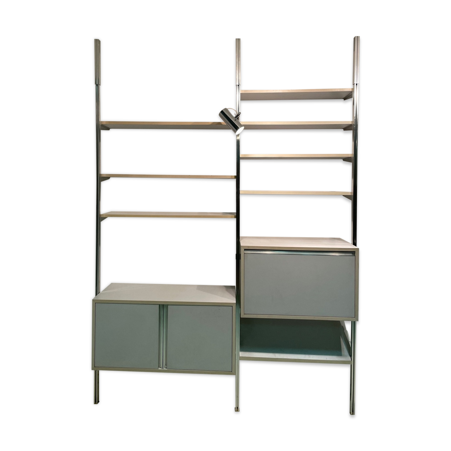 Modular floor/ceiling library with sideboard and secretary