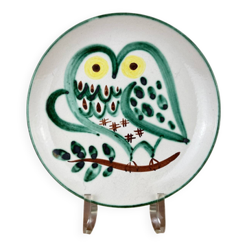 Vintage 1950s ceramic plate owl