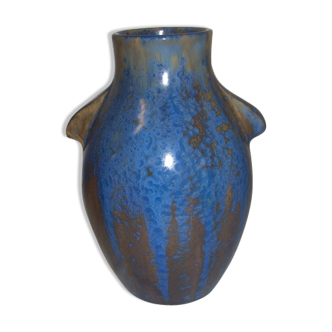 Vase Art Déco Pierrefonds aux nuances de bleus