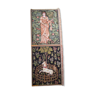 Captive unicorn wall tapestry and goddess Pomona