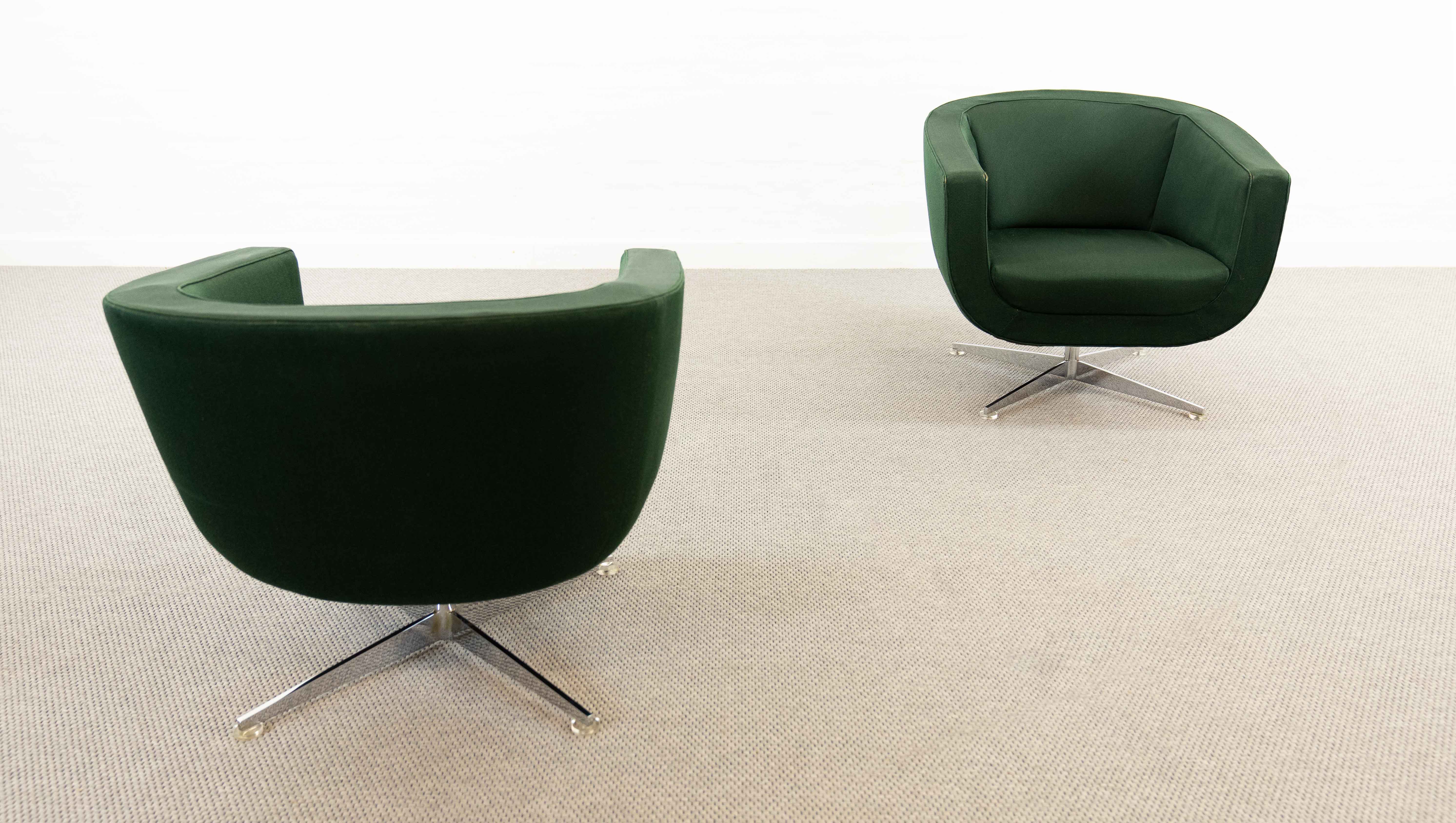 Vintage Mid Century Clubchairs - Cocktail Chairs in dark green fabrics 60s