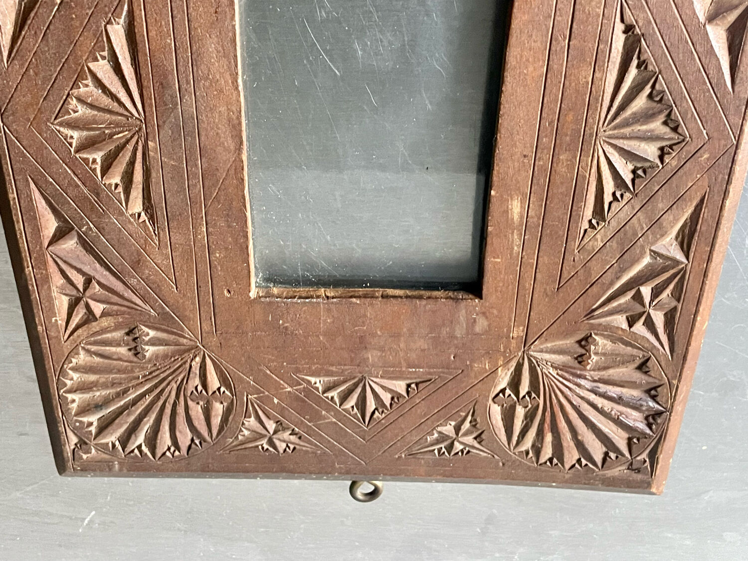 Antique hand carved  frame solid wood  22 cm x 17.5 cm