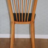 4 BAUMANN N°12 chairs in black skai and light beech