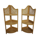 Pair of rattan shelves