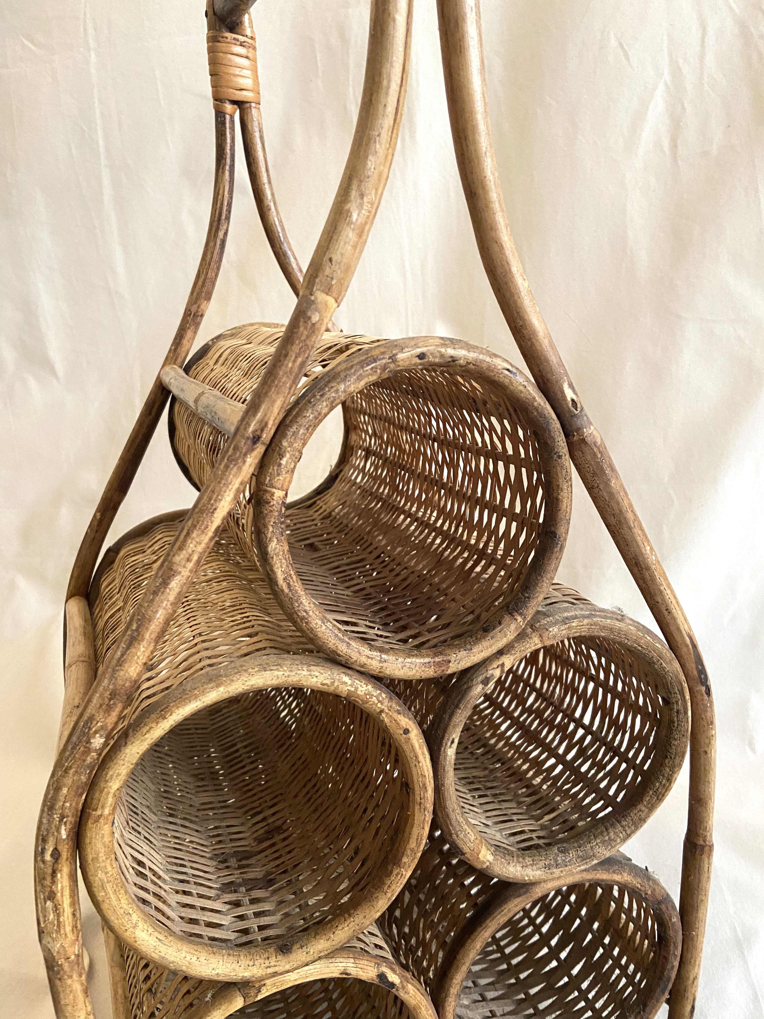 Rattan and wicker bottle holder