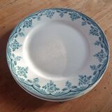 Set 4 flat plates Choisy le Roi XIXth Terre de Fer Boulenger model Bordeaux