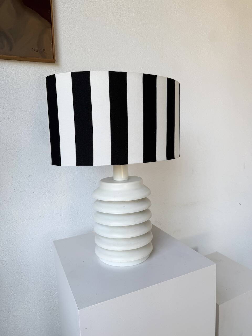 White lacquered metal table lamp from the 60s