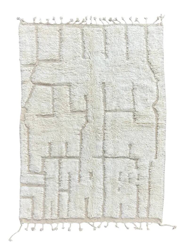 Tapis marocain beni ourain en laine 200x300 cm– grand tapis berbère – Tapis Berbère fait main en laine – décoration salon bohème chic