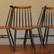 Vintage set of 4 ercol ebonized stick back chairs 1950s