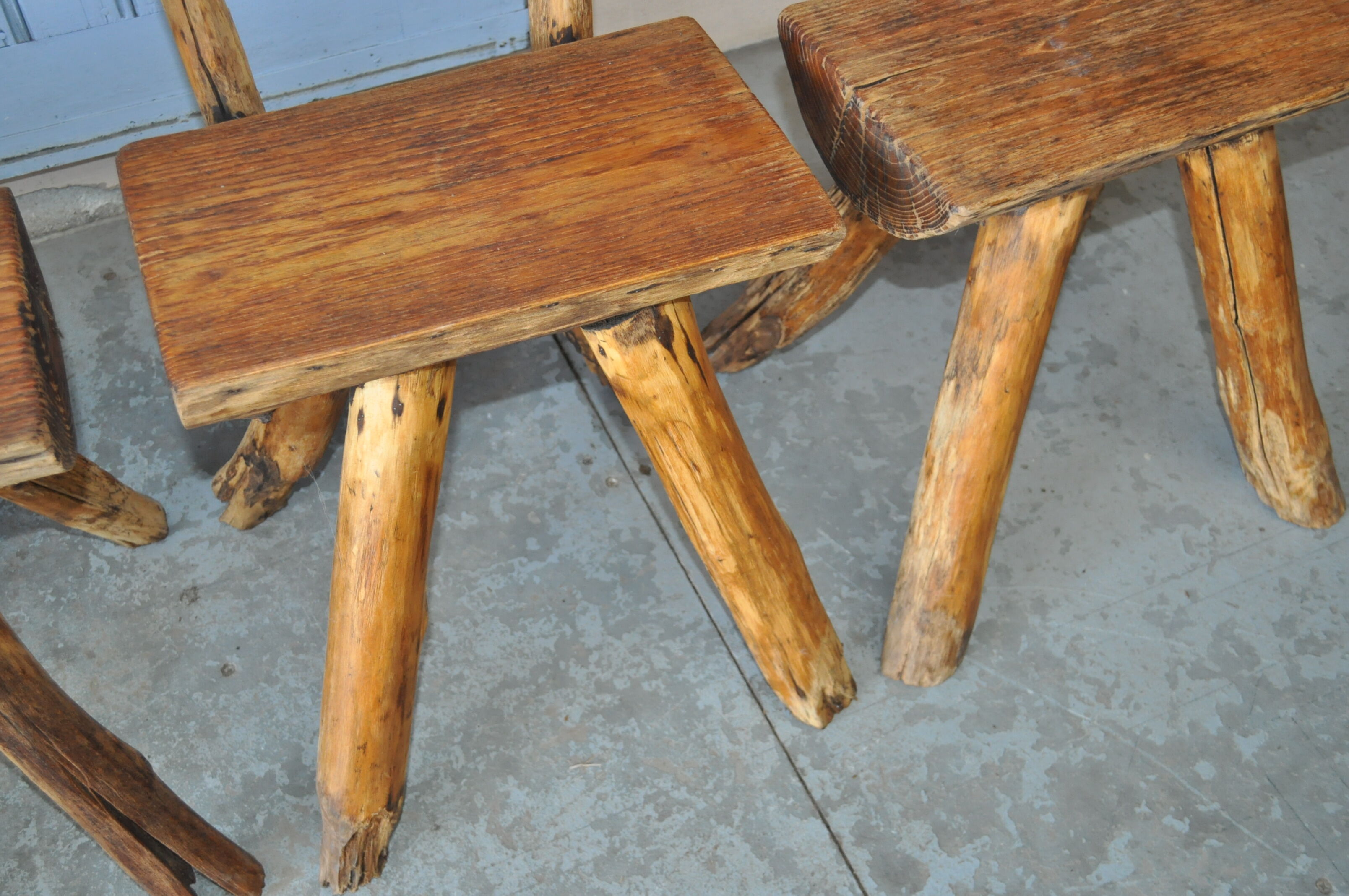 Brutalist chairs and stools set