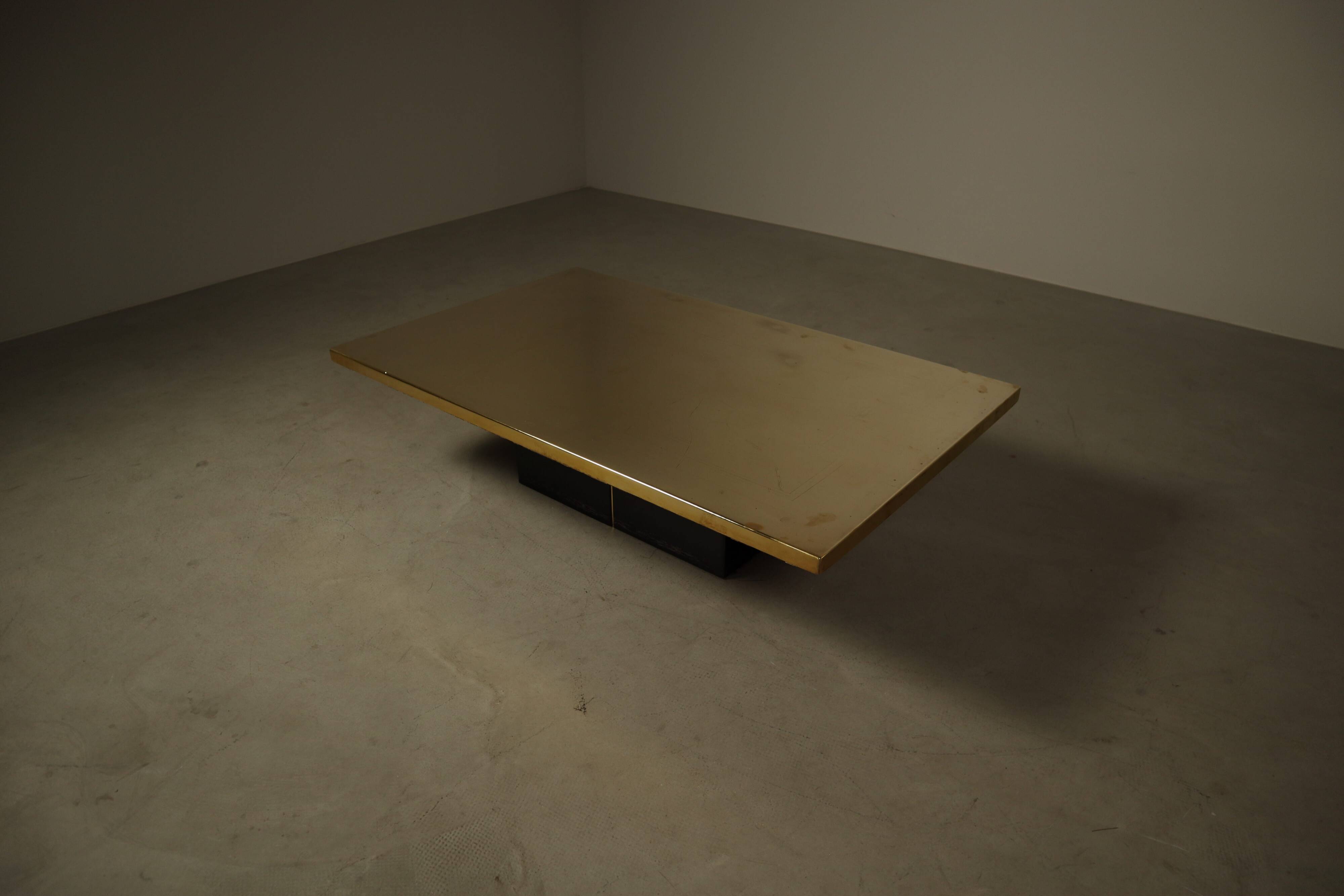Christian Heckscher etched brass coffee table, Belgium 1970s